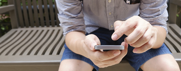 man using mobile smart phone