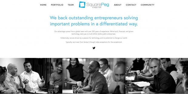 Square Pef Venture web page with their moto - we back outstanding enterepreneurs solving important problems in a different way.