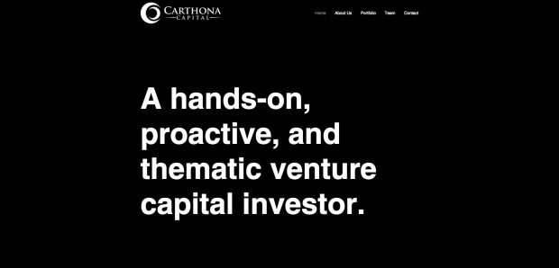 Carthona Capital's web page and it's moto - A hands-on proactive, and thematic venture capital investor. 