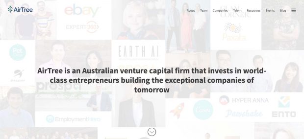 AirTree venture capital firm's webpage with its moto