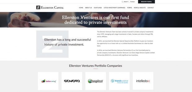 Ellerston Ventures's webpage. 