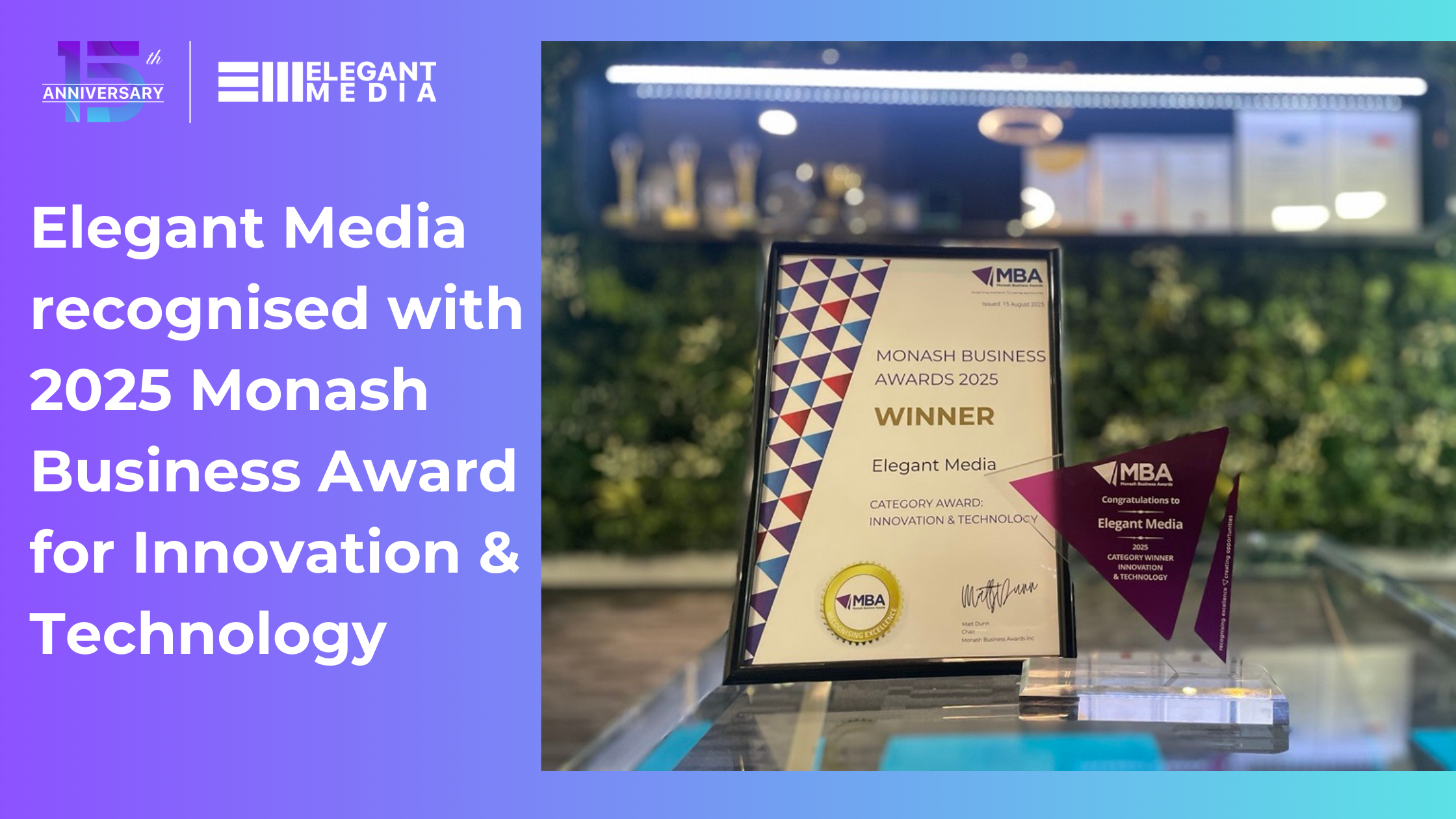Elegant Media 2025 Monash Business Award